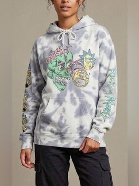 Adult Swim Rick & Morty Cartoon Graphic Hoodie Sweatshirt Size Small